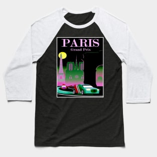 Paris Grand Prix : Abstract Auto Racing Advertising Print Baseball T-Shirt